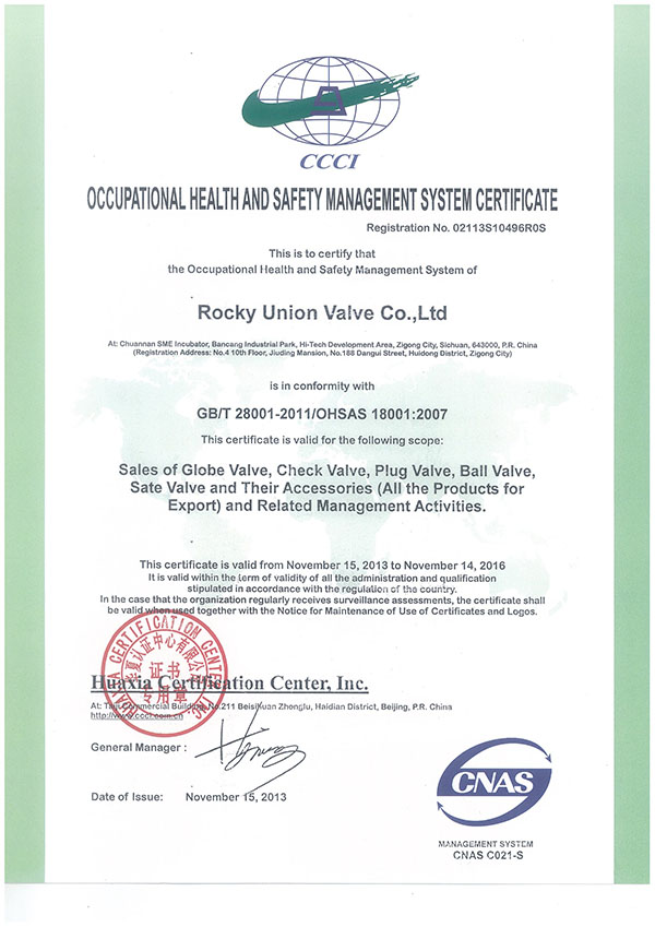 8001:2007Occupational Health And Safety Management System Certificate